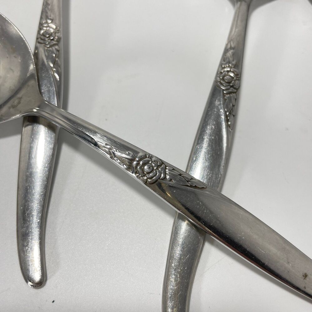 Lot of 8 Oneida Wm A Rogers Premier La Rose Stainless Soup Spoon 6 3/4” Vtg - Picture 4 of 9